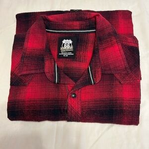 Route 66 Men's Bold Red Flannel Checkered Shirt Size XL